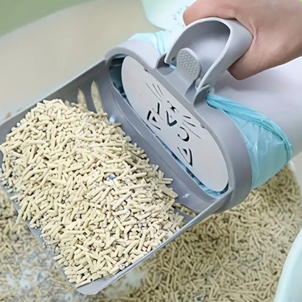 Gray Cat Litter Scoop with Bag Holder